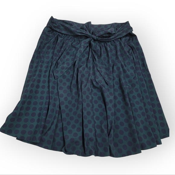 Tommy Hilfiger Green and Blue Polka Dot Midi flowy Skirt with Sash Toe Size Larg - Picture 13 of 13